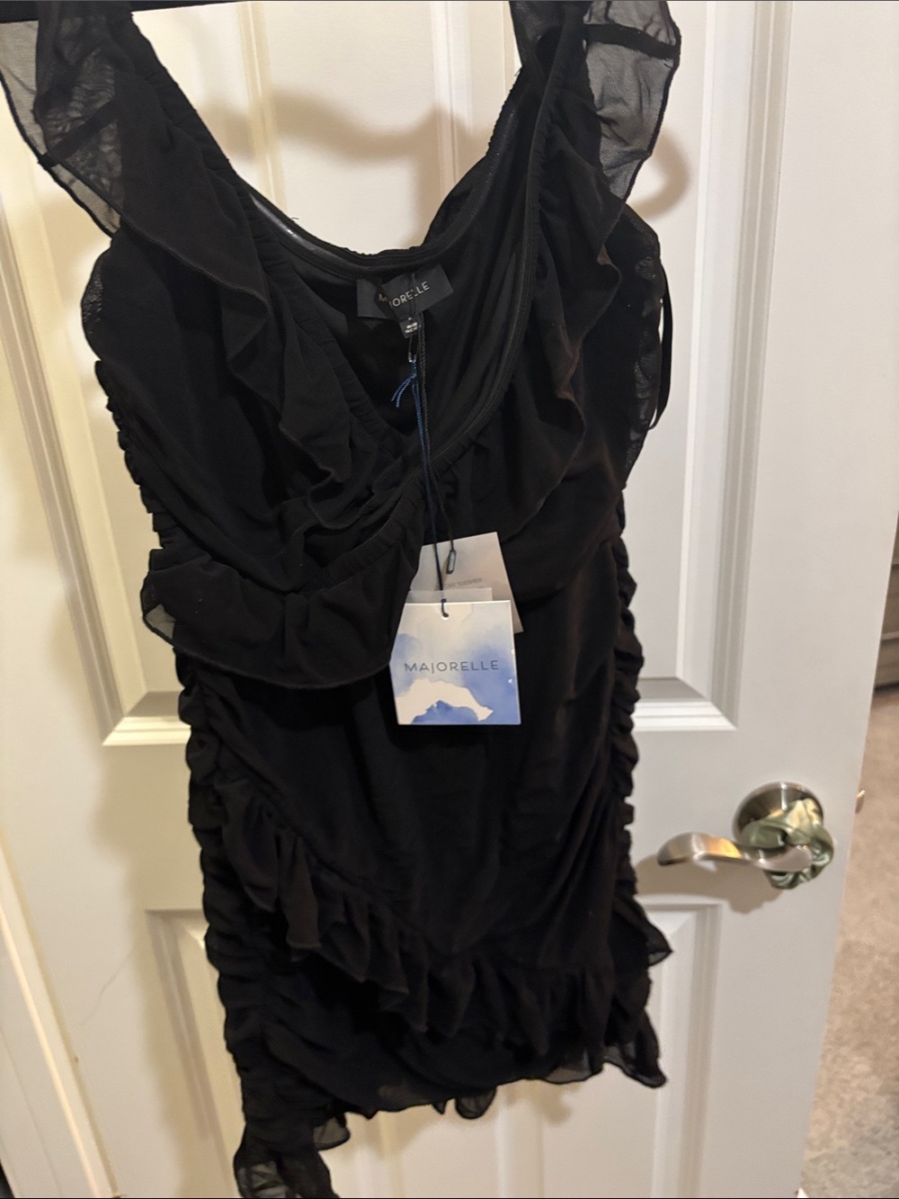 MAJORELLE Black Off-Shoulder Ruffle Mini Dress - Picture 3 of 3